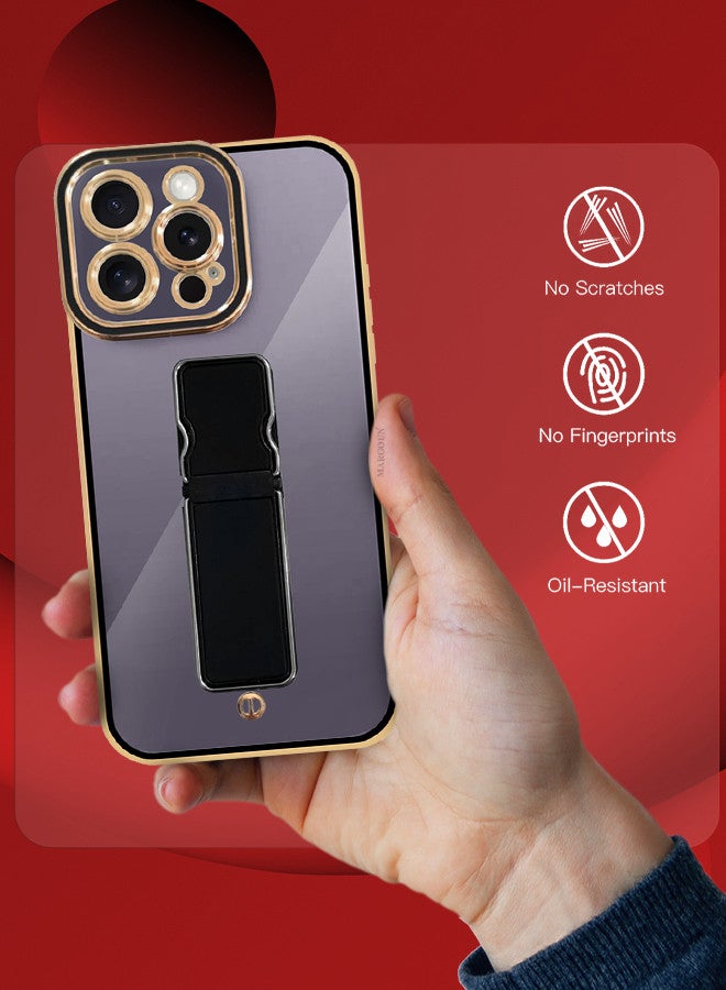 iPhone 14 Pro Max Case Electroplated Edge Case with Kickstand Soft Shockproof Protective Case Cover Full Camera Protection Raised - Image 4