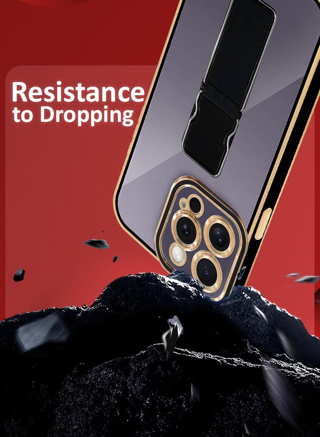 iPhone 14 Pro Max Case Electroplated Edge Case with Kickstand Soft Shockproof Protective Case Cover Full Camera Protection Raised - Image 3