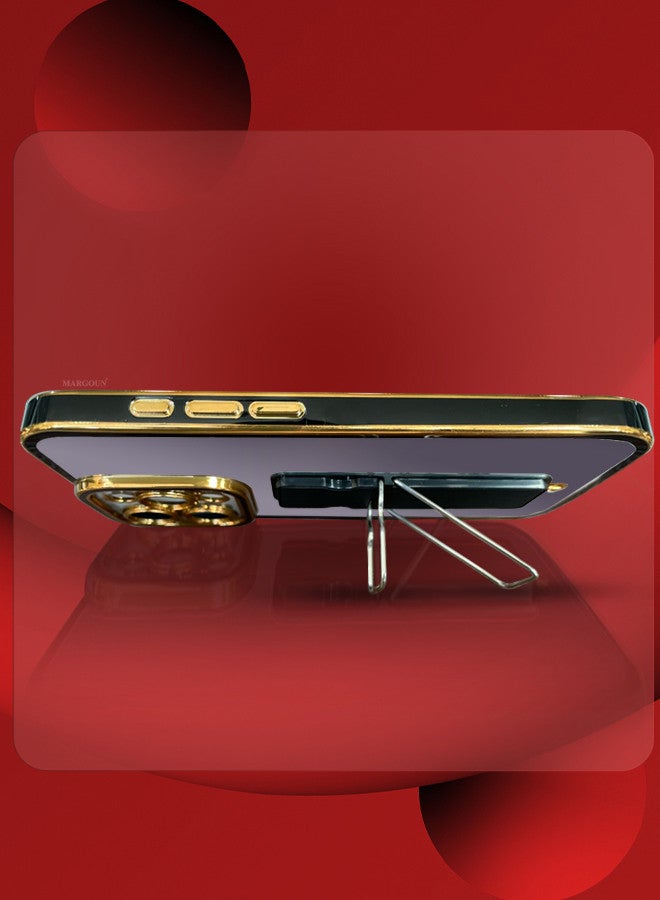 iPhone 14 Pro Max Case Electroplated Edge Case with Kickstand Soft Shockproof Protective Case Cover Full Camera Protection Raised - Image 5