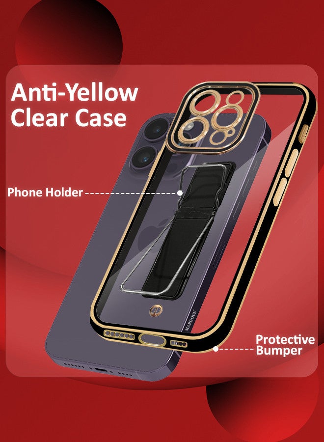 iPhone 14 Pro Max Case Electroplated Edge Case with Kickstand Soft Shockproof Protective Case Cover Full Camera Protection Raised - Image 2