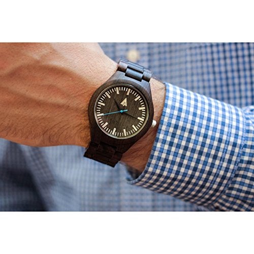 Treehut Black Ebony Wooden Watch for Men with Adjustable Band and Stainless Steel Clasp, Japanese Quartz Analog Watch, Made from Black Ebony Wood - Image 3