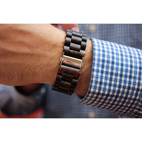Treehut Black Ebony Wooden Watch for Men with Adjustable Band and Stainless Steel Clasp, Japanese Quartz Analog Watch, Made from Black Ebony Wood - Image 4