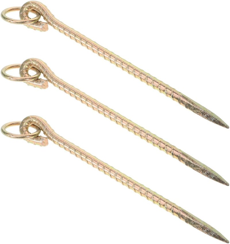 3pcs Heavy Duty Spiral Ground Stakes Iron Tie Out Anchors 14x400mm for Outdoor Pet Dog, Cattle, Sheep Tethering, Camping Yard and Livestock Use - Image 1