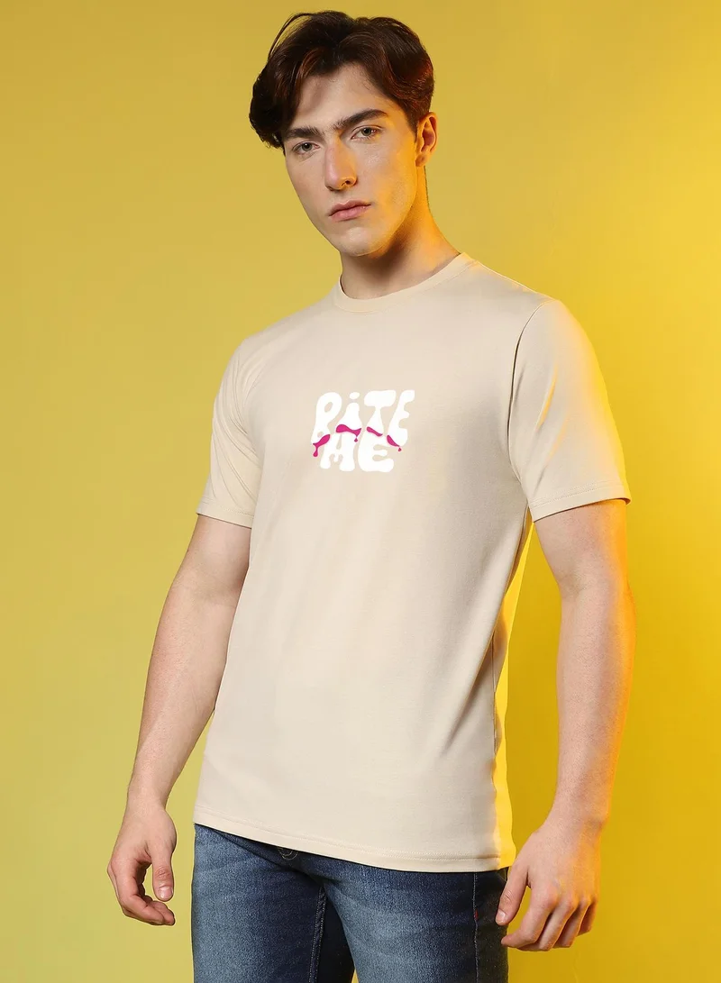 CAHOOT  Men's Pale Yellow Oversized Basic T-Shirt for Men | Best Price UAE