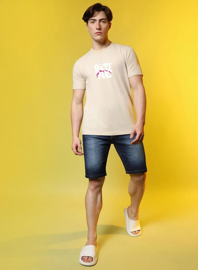 CAHOOT  Men's Pale Yellow Oversized Basic T-Shirt for Men | Best Price UAE