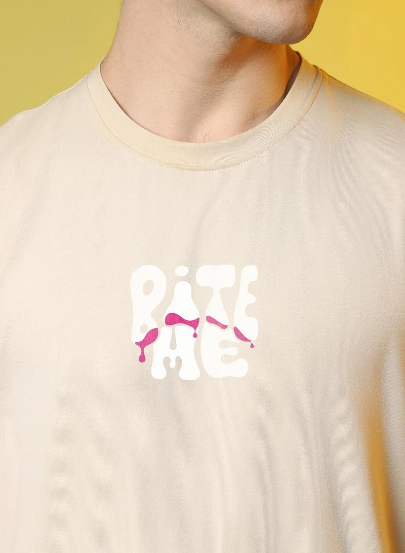 CAHOOT  Men's Pale Yellow Oversized Basic T-Shirt for Men | Best Price UAE