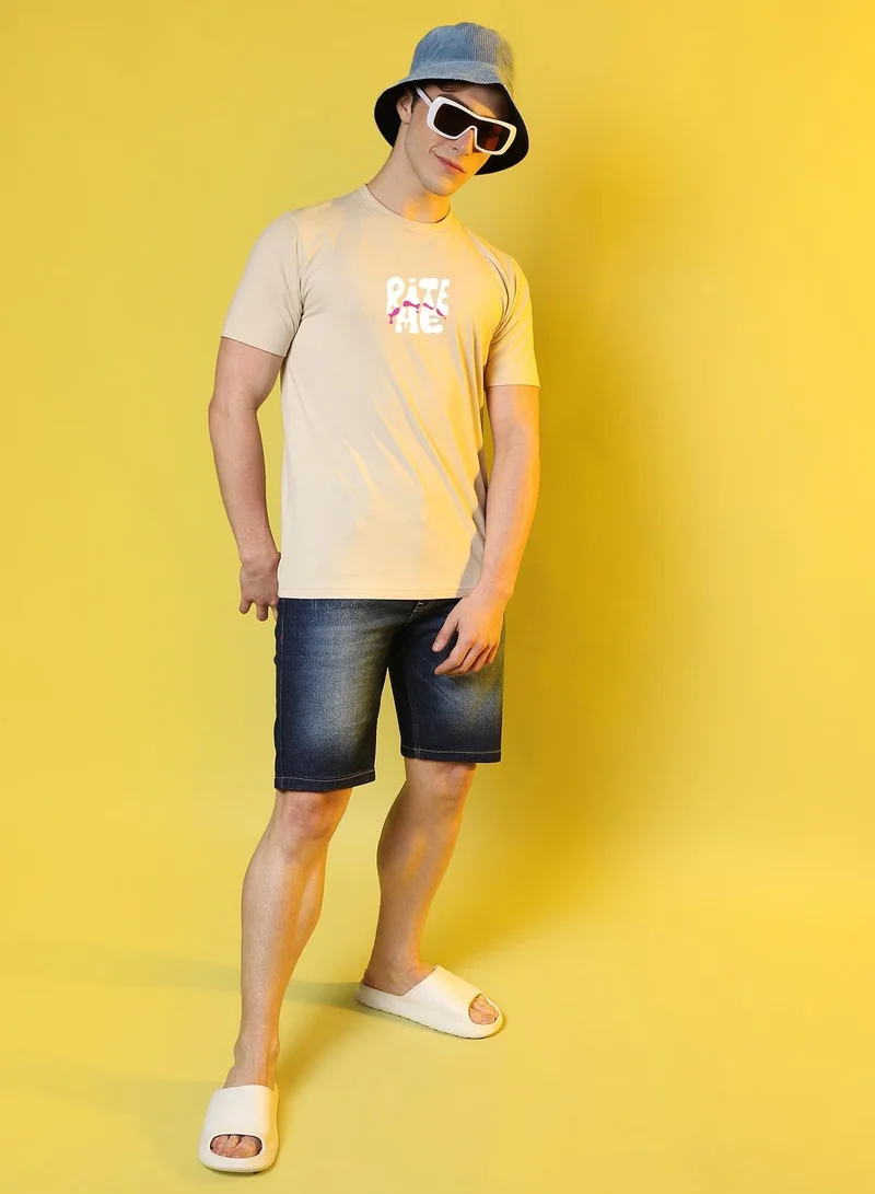 CAHOOT  Men's Pale Yellow Oversized Basic T-Shirt for Men | Best Price UAE