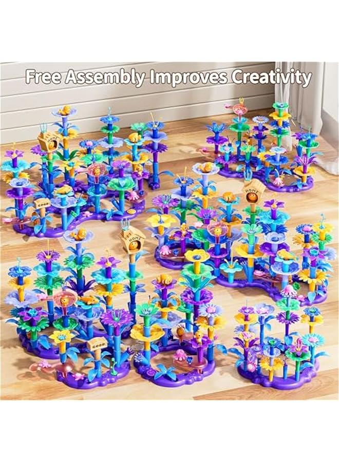 155 PCS Flower STEM Building Toys for Kids Toys -Classroom Toys for 2 3 4 5 6 Years Old Girls, Learning Preschool Toys with Storage Box, Ocean Toy, Gifts Toys for Age 2-4 4-5  - Image 2
