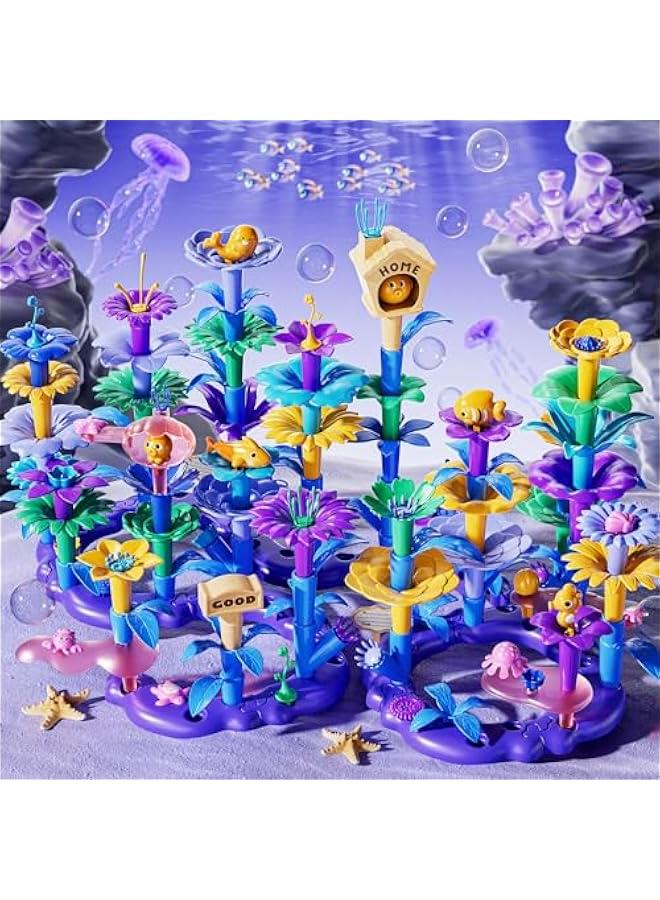155 PCS Flower STEM Building Toys for Kids Toys -Classroom Toys for 2 3 4 5 6 Years Old Girls, Learning Preschool Toys with Storage Box, Ocean Toy, Gifts Toys for Age 2-4 4-5  - Image 4