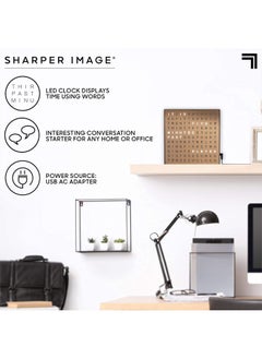Sharper Image ® LED Light-Up Word Clock, 7.75" Modern Design, Electronic Accent Wall or Desk Clock, USB Cord & Power Adapter, Unique Contemporary Home & Office Decor, Easy Setup, Housewarming Gift  - Image 3