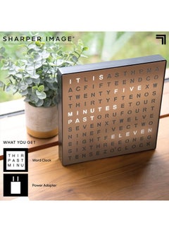 Sharper Image ® LED Light-Up Word Clock, 7.75" Modern Design, Electronic Accent Wall or Desk Clock, USB Cord & Power Adapter, Unique Contemporary Home & Office Decor, Easy Setup, Housewarming Gift  - Image 5