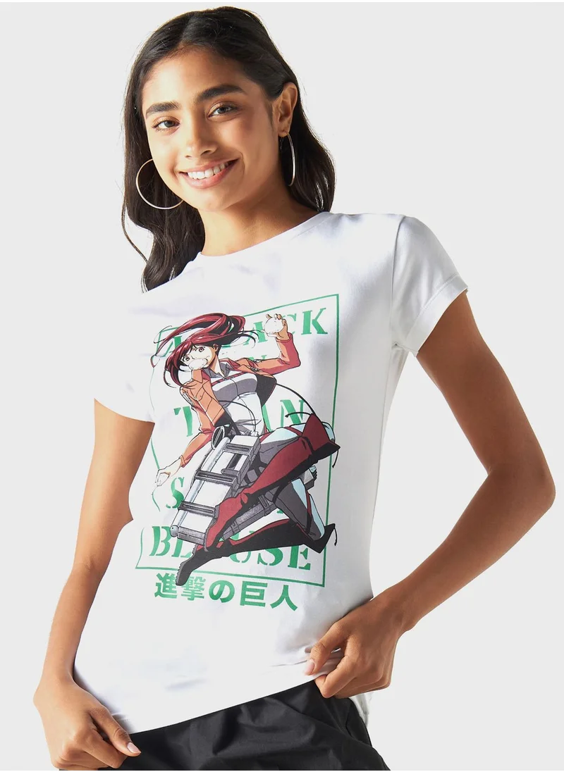 اس بي كاركترز Mikasa Print T-Shirt