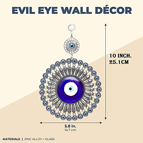 BLUE BEADS Nazar Protection Hanging for Home Décor | Metal & Glass Door & Wall Hanging | Lucky Charm for Car, Office & Entrance | Sun Design Decorative Ornament - Image 5