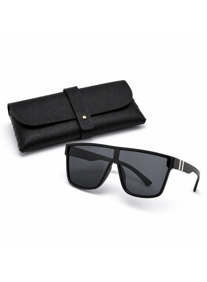 Unisex Oversized Square Sunglasses, Black Polarized UV400 Protection Eyewear, Lightweight Fashion Sunglasses for Men and Women Outdoor Travel  Driving - Image 3