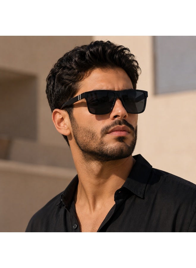 Unisex Oversized Square Sunglasses, Black Polarized UV400 Protection Eyewear, Lightweight Fashion Sunglasses for Men and Women Outdoor Travel  Driving - Image 1