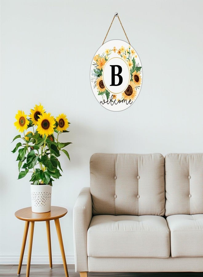 YUNKKIN Sunflower Decor Monogram Letter B Wreaths for Front Door Wreath Wooden Welcome Sign for Front Door Decor Floral Last Name Initial House Warming Spring Summer Porch Rustic Wall Home Kitchen Decorations - Image 5