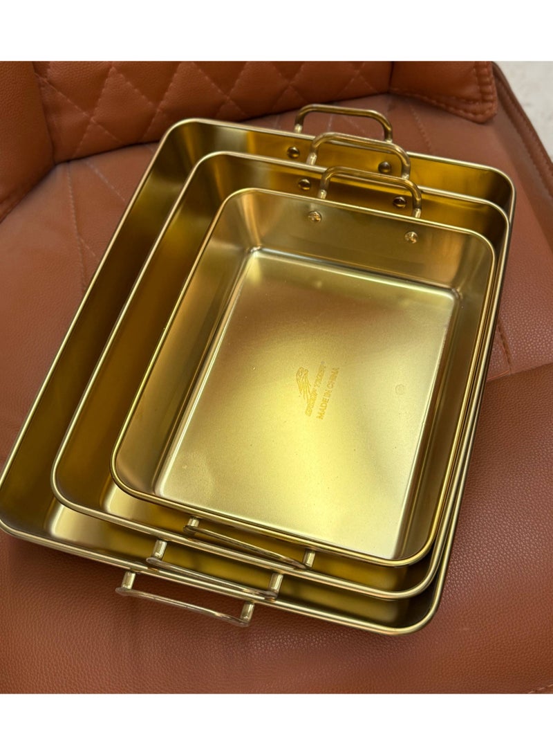 Stainless steel casserole set Gold color, 3 pieces