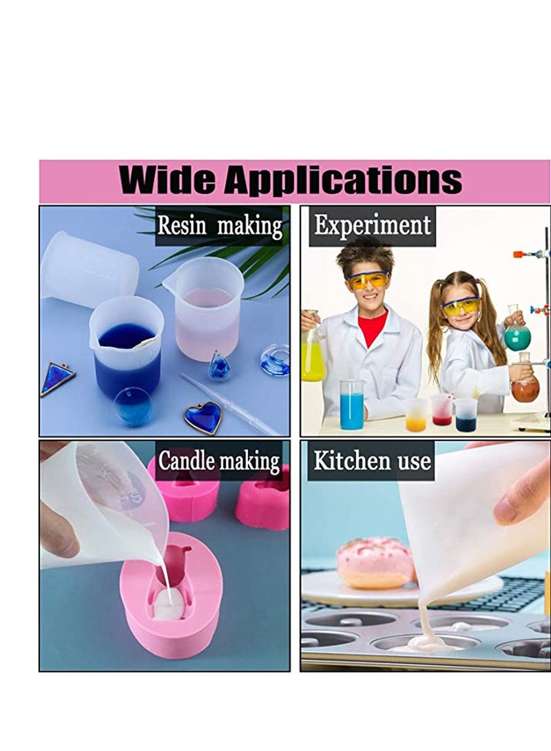 XiuWoo Silicone Mixing Cups Tools Kit, Precise Scale Measuring Non-Stick for Resin Glue Laboratory Teaching and Home Decoration with Sticks - Image 2