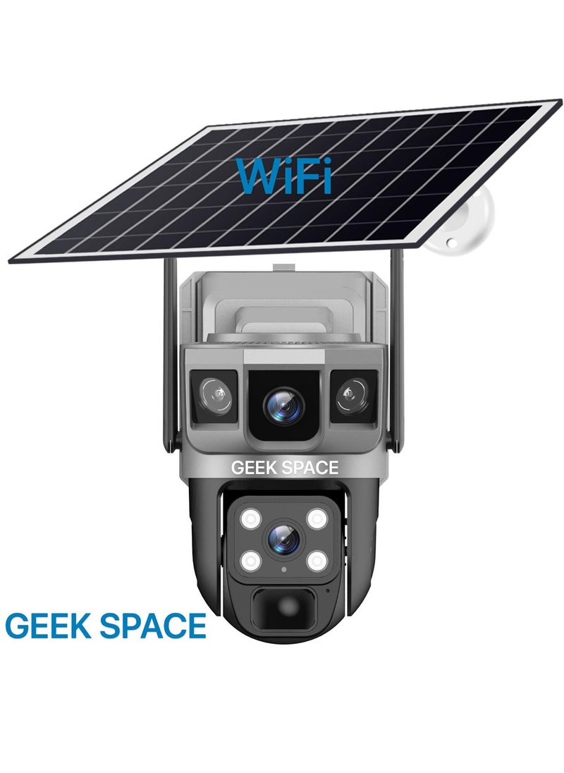 GEEK SPACE - Geek Space VTS02 WIFI Solar-Powered Outdoor Detection Camera Advanced Security Solution 10X Optical Zoom, Waterproof, PIR Motion Detection, 360 Degree Rotation - Image 1