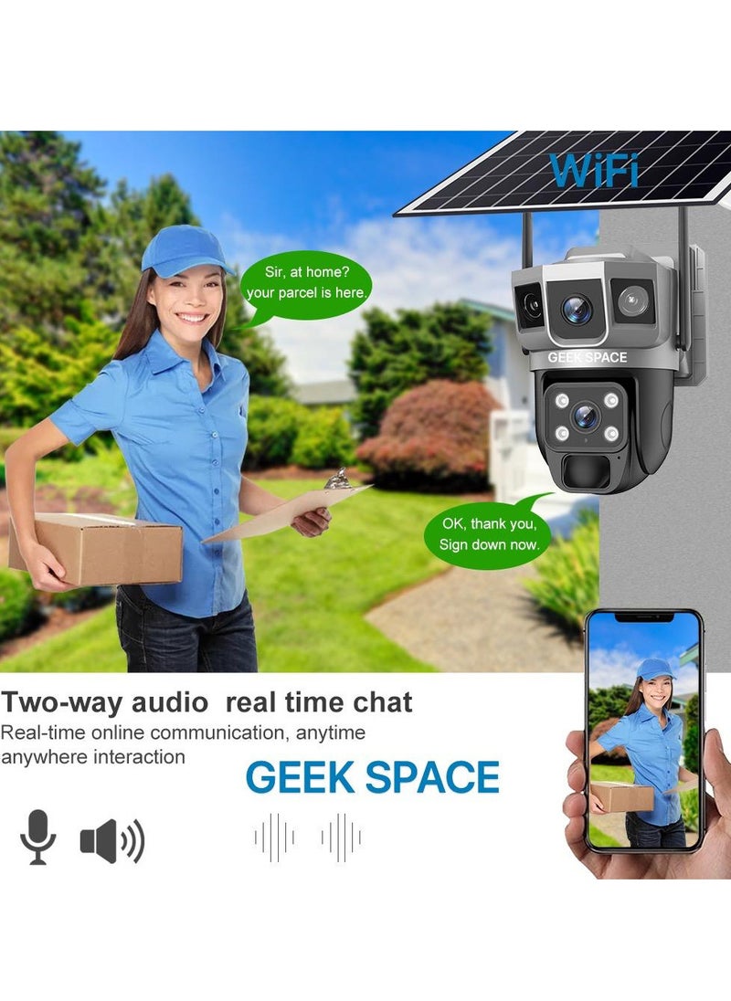 GEEK SPACE - Geek Space VTS02 WIFI Solar-Powered Outdoor Detection Camera Advanced Security Solution 10X Optical Zoom, Waterproof, PIR Motion Detection, 360 Degree Rotation - Image 1