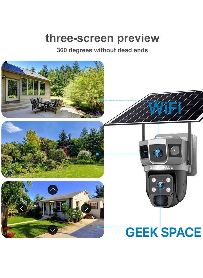GEEK SPACE - Geek Space VTS02 WIFI Solar-Powered Outdoor Detection Camera Advanced Security Solution 10X Optical Zoom, Waterproof, PIR Motion Detection, 360 Degree Rotation - Image 1