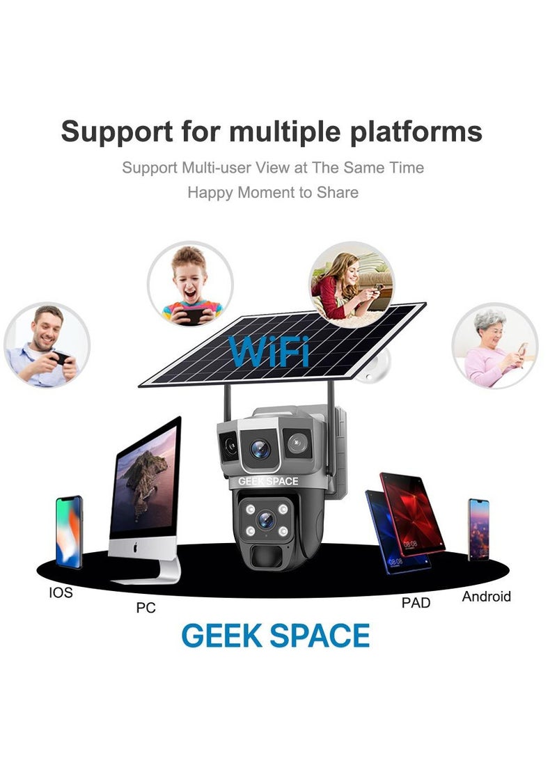 GEEK SPACE - Geek Space VTS02 WIFI Solar-Powered Outdoor Detection Camera Advanced Security Solution 10X Optical Zoom, Waterproof, PIR Motion Detection, 360 Degree Rotation - Image 1