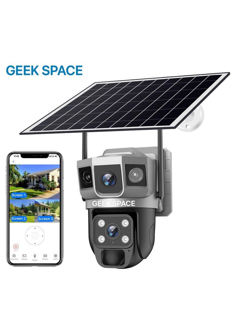 GEEK SPACE - Geek Space VTS02 WIFI Solar-Powered Outdoor Detection Camera Advanced Security Solution 10X Optical Zoom, Waterproof, PIR Motion Detection, 360 Degree Rotation - Image 1