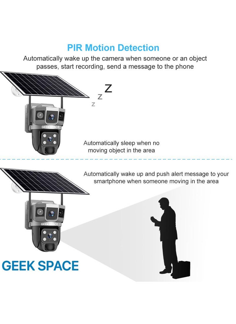 GEEK SPACE - Geek Space VTS02 WIFI Solar-Powered Outdoor Detection Camera Advanced Security Solution 10X Optical Zoom, Waterproof, PIR Motion Detection, 360 Degree Rotation - Image 1
