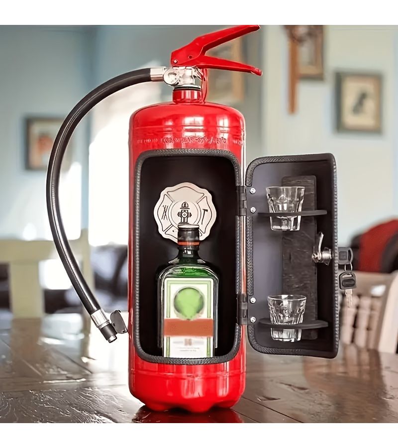 Metal Fire Extinguisher Wine Bottle Rack Stackable Design Indoor Outdoor Use - Image 1
