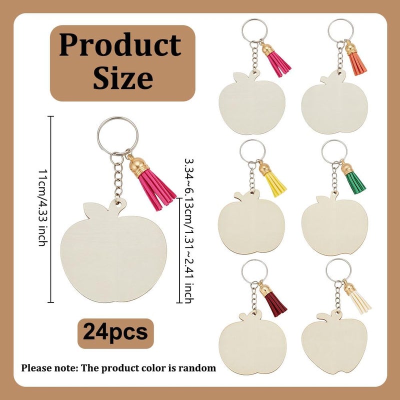 Worldwide simple practical design OLYCRAFT 24Pcs Craft Color Your Own Keychains Wooden Blank Keychains with Tassel Pendants Unfinished Apple Wood Slices with Key Rings for DIY Key Chain Making Party Activities Arts Project Favors Wet anti slip Affordable fast purchase options Nationwide warehouse layout Light sturdy raw material Updated modern design Stable local goods source Integrated practical design Multi-hub shipment dispatch All storage space compatible Heavy load resistant Easy transit optimized build Standard fit Local available supply Light precision processed material Odor resistant Storage & transit friendly Multi-budget available picks Upgraded general material Seasonal & permanent compatible Multi option design In-Kingdom stored commodity Certified local stock Periodic restock local Yearly optimized delivery route - Image 2