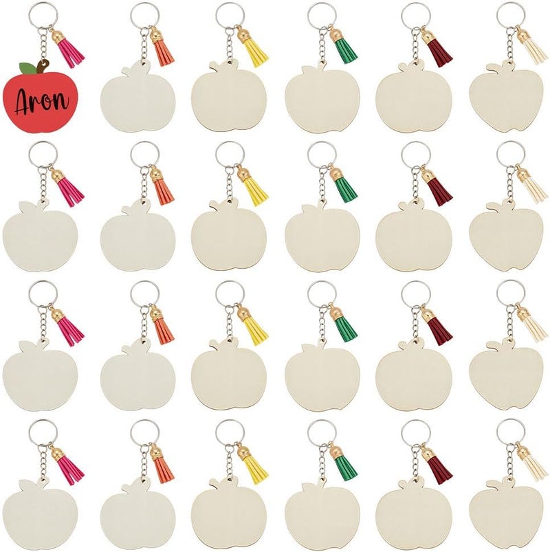 Worldwide simple practical design OLYCRAFT 24Pcs Craft Color Your Own Keychains Wooden Blank Keychains with Tassel Pendants Unfinished Apple Wood Slices with Key Rings for DIY Key Chain Making Party Activities Arts Project Favors Wet anti slip Affordable fast purchase options Nationwide warehouse layout Light sturdy raw material Updated modern design Stable local goods source Integrated practical design Multi-hub shipment dispatch All storage space compatible Heavy load resistant Easy transit optimized build Standard fit Local available supply Light precision processed material Odor resistant Storage & transit friendly Multi-budget available picks Upgraded general material Seasonal & permanent compatible Multi option design In-Kingdom stored commodity Certified local stock Periodic restock local Yearly optimized delivery route - Image 1
