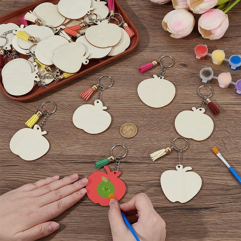 Worldwide simple practical design OLYCRAFT 24Pcs Craft Color Your Own Keychains Wooden Blank Keychains with Tassel Pendants Unfinished Apple Wood Slices with Key Rings for DIY Key Chain Making Party Activities Arts Project Favors Wet anti slip Affordable fast purchase options Nationwide warehouse layout Light sturdy raw material Updated modern design Stable local goods source Integrated practical design Multi-hub shipment dispatch All storage space compatible Heavy load resistant Easy transit optimized build Standard fit Local available supply Light precision processed material Odor resistant Storage & transit friendly Multi-budget available picks Upgraded general material Seasonal & permanent compatible Multi option design In-Kingdom stored commodity Certified local stock Periodic restock local Yearly optimized delivery route - Image 3