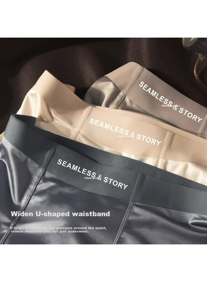Madallo Men's Seamless Satin Ice Silk Underwear Thin Breathable Antibacterial High Quality Four-corner Boxer Shorts - Image 4
