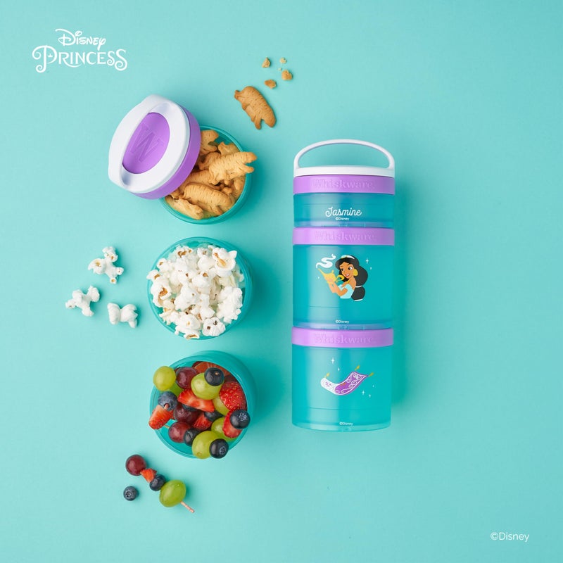 Whiskware Disney Princess Aladdin, Stackable Snack Containers for Kids, 3 Stackable Snack Cups for School or Travel, Backpack and Cupholder Friendly, Jasmine and Magic Carpet - Image 5