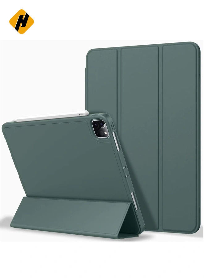 HuHa ZryXal iPad Pro 12.9 Case 2020 with Pencil Holder (4th Generation), Premium Protective Case Cover with Soft TPU Back and Auto Sleep/Wake Feature for 2020/2018 iPad Pro 12.9 (Midnight Green)  - Image 1
