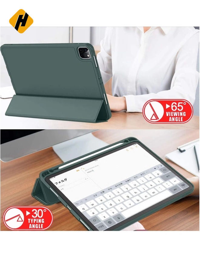 HuHa ZryXal iPad Pro 12.9 Case 2020 with Pencil Holder (4th Generation), Premium Protective Case Cover with Soft TPU Back and Auto Sleep/Wake Feature for 2020/2018 iPad Pro 12.9 (Midnight Green)  - Image 3