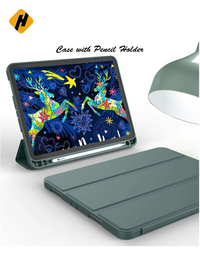 HuHa ZryXal iPad Pro 12.9 Case 2020 with Pencil Holder (4th Generation), Premium Protective Case Cover with Soft TPU Back and Auto Sleep/Wake Feature for 2020/2018 iPad Pro 12.9 (Midnight Green)  - Image 2