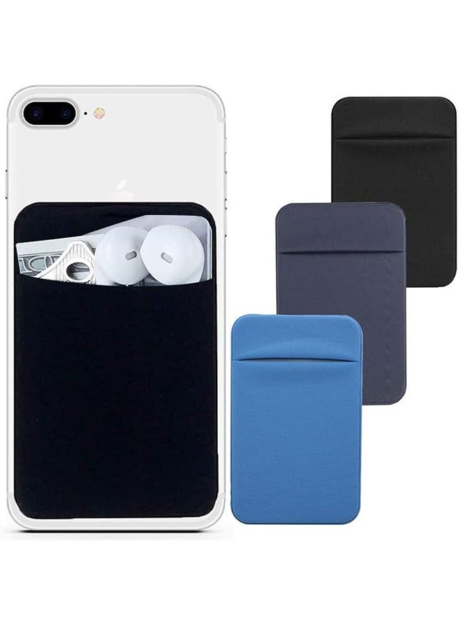 3Pack Cell Phone Card Holder for Back of Phone,Stretchy Lycra Stick on Wallet Pocket Credit Card ID Case Pouch Sleeve 3M Adhesive Sticker for Any Phone - Image 1