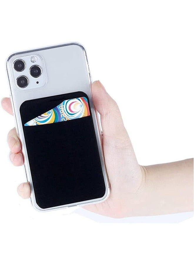 3Pack Cell Phone Card Holder for Back of Phone,Stretchy Lycra Stick on Wallet Pocket Credit Card ID Case Pouch Sleeve 3M Adhesive Sticker for Any Phone - Image 3