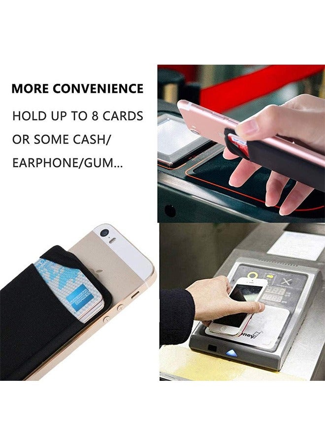 3Pack Cell Phone Card Holder for Back of Phone,Stretchy Lycra Stick on Wallet Pocket Credit Card ID Case Pouch Sleeve 3M Adhesive Sticker for Any Phone - Image 5