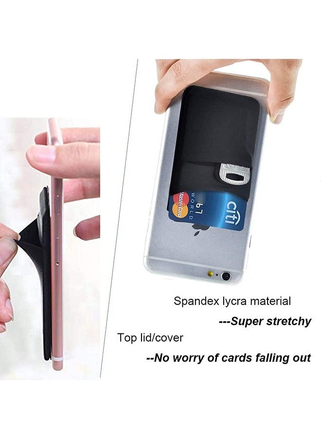 3Pack Cell Phone Card Holder for Back of Phone,Stretchy Lycra Stick on Wallet Pocket Credit Card ID Case Pouch Sleeve 3M Adhesive Sticker for Any Phone - Image 4