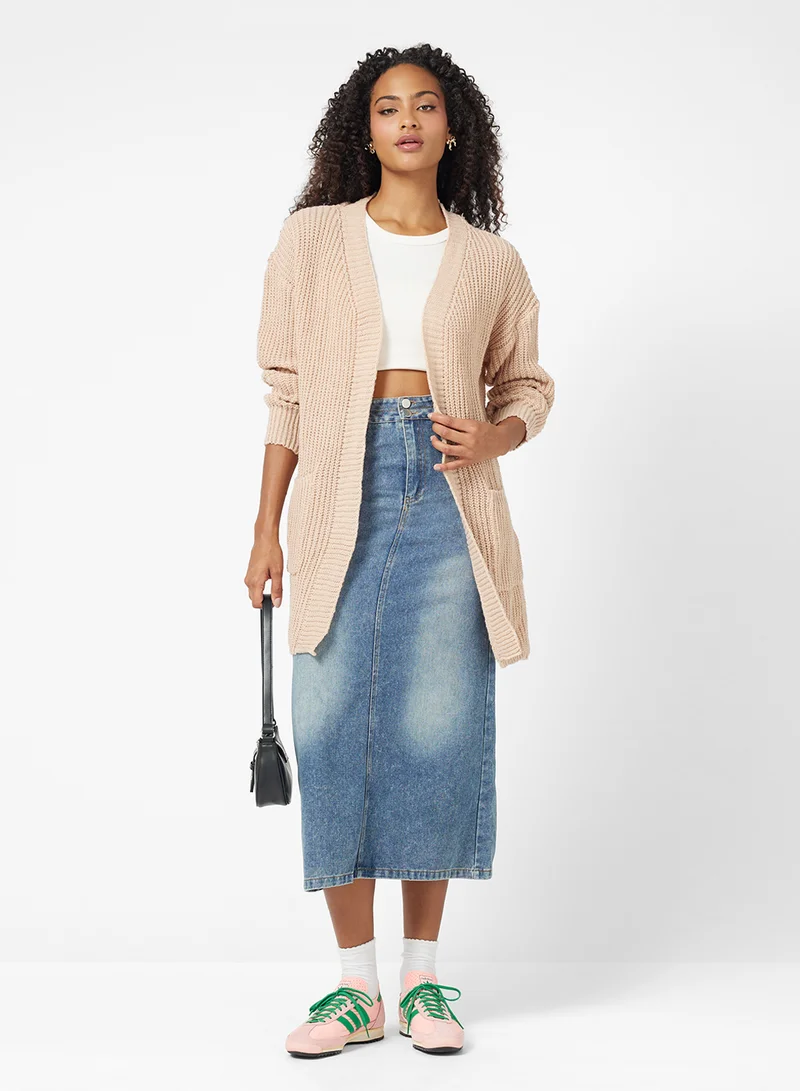 Ginger Longline Kniited Cardigan with Pockets