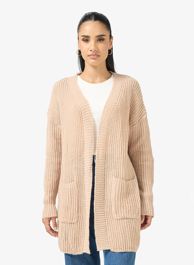 Ginger Longline Kniited Cardigan with Pockets - Image 1