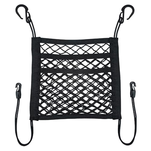 VEHIRIE 3Layer Car Mesh Organizer Storage Between Front Seats Kid Dog Pet Net Barrier Car Net Pocket Elastic Tissue Purse Holder Netting for SUV Van - Image 1