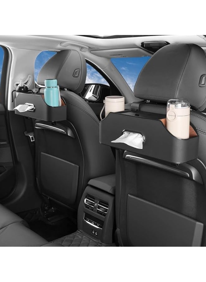 PEETTA Car Seat Back Organizer - Stylish & Functional Storage for Family Adventures - Cup Holders, Tissue Box & Hooks - Perfect for Kids, Road Trips & Travel (Black) - Image 3