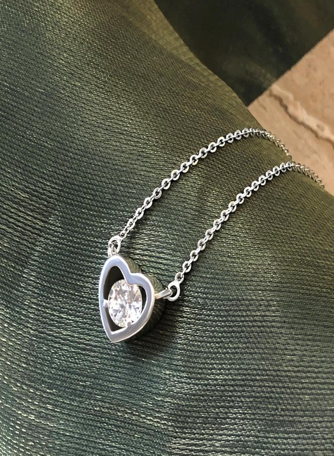 Zeffy Silver Necklace for Women Simple Tiny CZ Heart Pendant Cubic Zirconia Cute Love Necklaces Dainty Sterling Silver Diamond Necklace Heart Choker Trendy Minimalist Jewelry Gifts - Image 5