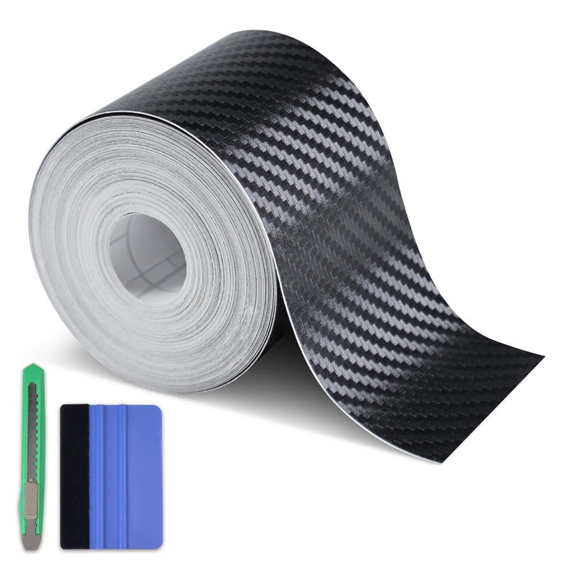 Arespark Carbon Fiber Wrap Black Vinyl Wrap Cars Window Door Trim Universal Chrome Delete Vinyl Tape Door Edge Guards Vehicle Protection Tape Auto Accessories with Free Tool Kit 2in x 30ft - Image 3