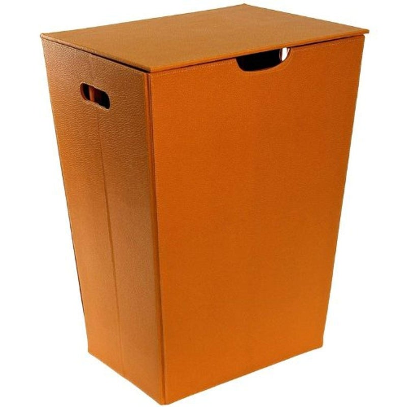 Gedy Alianto Color Rectangular Laundry Basket Made from Faux Leather, Orange - Image 4