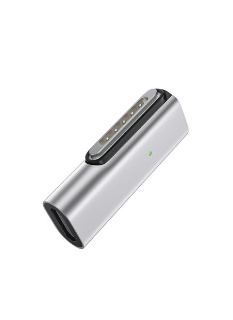 محول 140 واط PD Quick Charge USB C إلى Magnetic 3، محول Type-C إلى Mags 3 مع مؤشر ضوئي LED، متوافق مع MacBook Pro 2024/2023/2021 (M1/M2/M3، 14/16 بوصة)، MacBook Air (M2/M3)، فضي