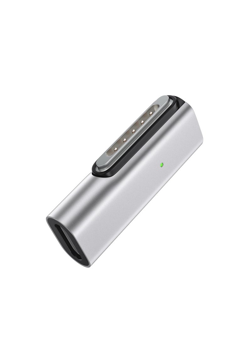SYOSI محول 140 واط PD Quick Charge USB C إلى Magnetic 3، محول Type-C إلى Mags 3 مع مؤشر ضوئي LED، متوافق مع MacBook Pro 2024/2023/2021 (M1/M2/M3، 14/16 بوصة)، MacBook Air (M2/M3)، فضي  - Image 1